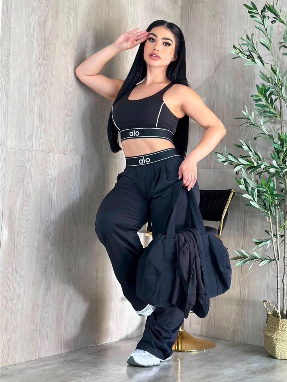 Women's Black High-Waist Jogger Pants
